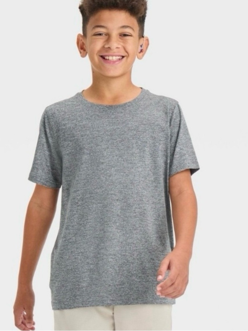 Boys' Crew Neck T-Shirt - All in Motion™ Black Onyx Size Small (6/7) New